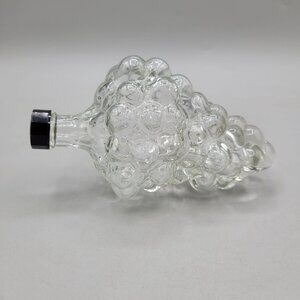 Vintage Grape Cluster Shaped Clear Glass Wine Bottle Screw Cap France